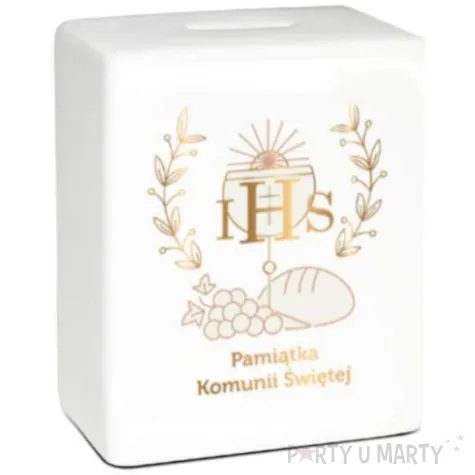 skarbonka pamiatka komunii swietej ihs kostka biala bgtech
