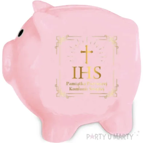 skarbonka pamiatka komunii swietej ihs krzyz swinka rozowy bgtech