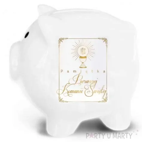 skarbonka pamiatka pierwszej komunii swietej kielich swinka biala bgtech