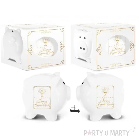 skarbonka pamiatka pierwszej komunii swietej kielich swinka biala bgtech