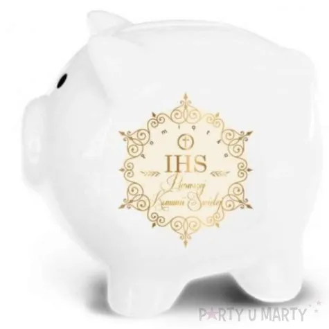 skarbonka pamiatka pierwszej komunii swietej ornament swinka biala bgtech