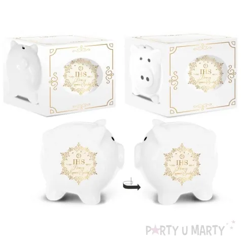 skarbonka pamiatka pierwszej komunii swietej ornament swinka biala bgtech