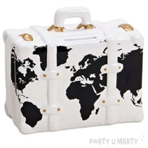skarbonka walizka mapa swiata biala kemis