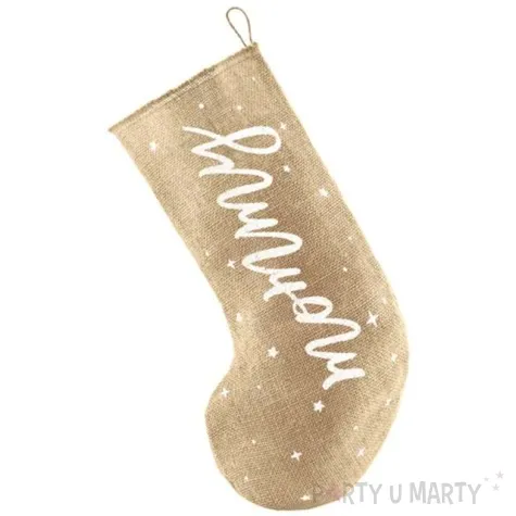 skarpeta na prezenty jutowa mommy 23 x 39 cm partydeco