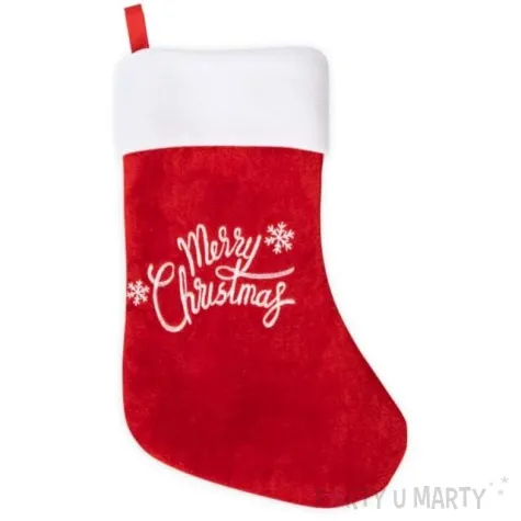 skarpeta na prezenty merry christmas czerwona 40 x 26 cm partypal