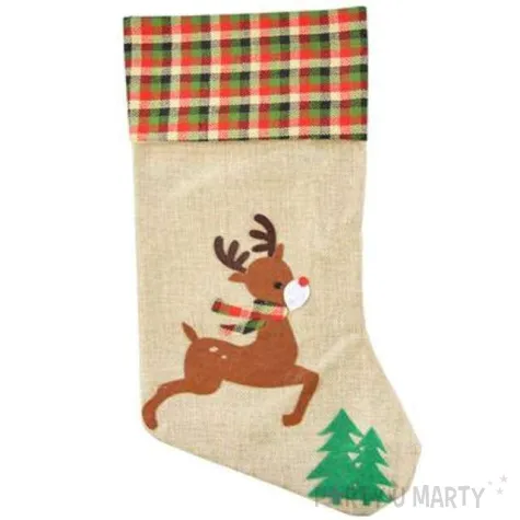 skarpeta na prezenty renifer jutowa arpex 42 cm