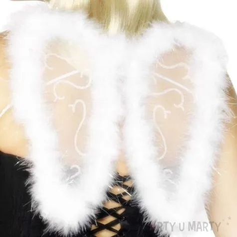 skrzydla aniol mini z brokatem biale smiffys 25 x 20 cm