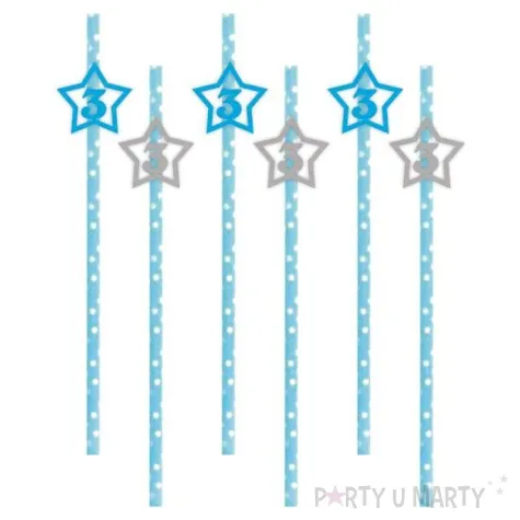 slomki 3 urodziny blekitno srebrne 19 5 cm 6 szt