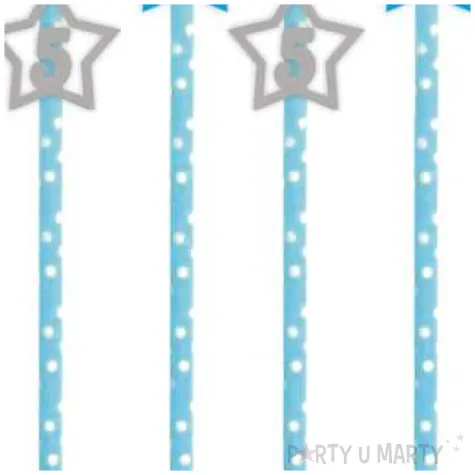 slomki 5 urodziny blekitno srebrne 19 5 cm 6 szt