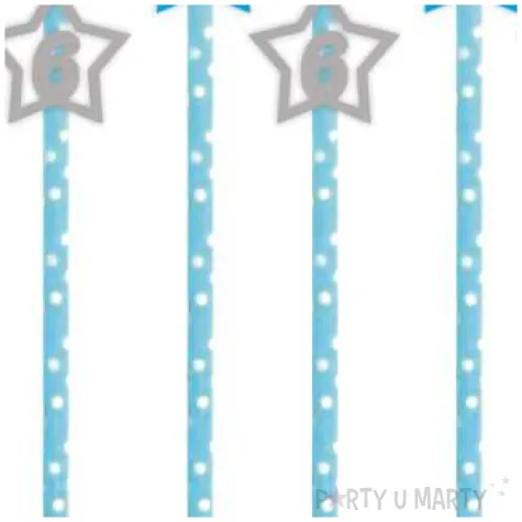 slomki 6 urodziny blekitno srebrne 19 5 cm 6 szt