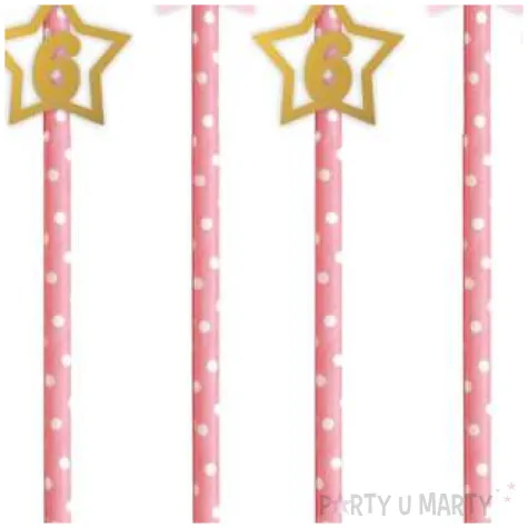 slomki 6 urodziny rozowo zlote 19 5 cm 6 szt