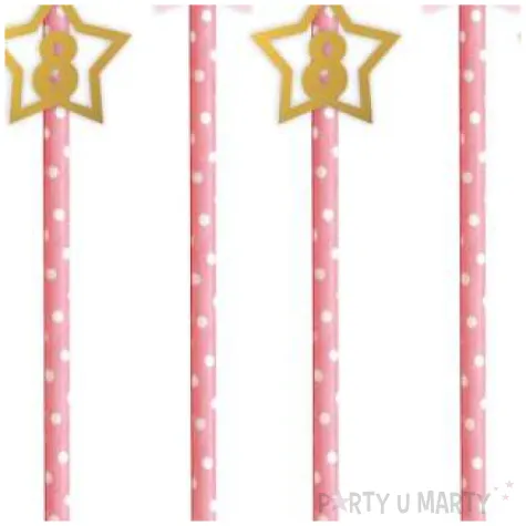 slomki 8 urodziny rozowo zlote 19 5 cm 6 szt