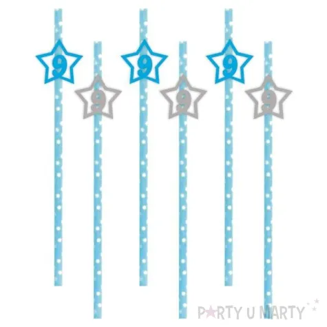 slomki 9 urodziny blekitno srebrne 19 5 cm 6 szt