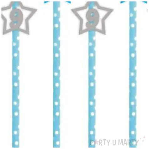 slomki 9 urodziny blekitno srebrne 19 5 cm 6 szt