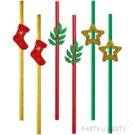 slomki brokatowe swieta z ostrokrzewem mix 19 5 cm 6 szt