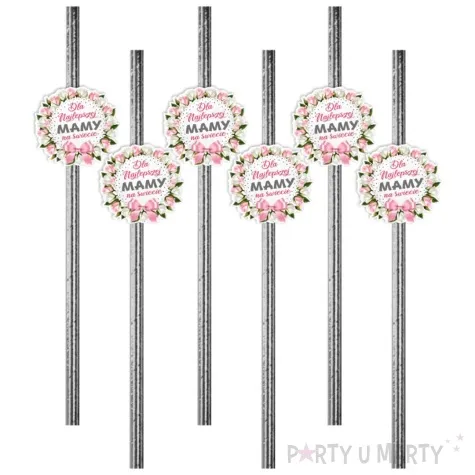 slomki dla najlepszej mamy na swiecie srebrny metalik 6 szt