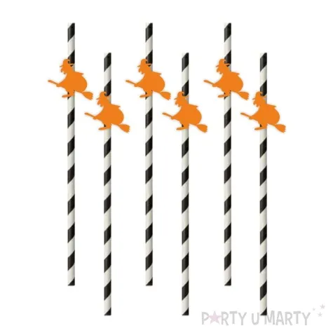 slomki halloween czarownice pomaranczowe bialo czarne 19 5 cm 6 szt