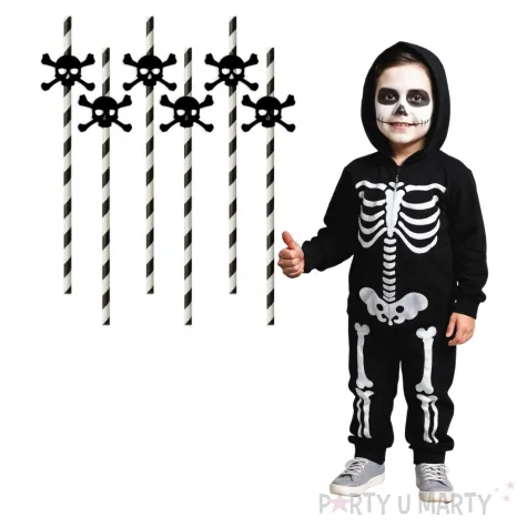 slomki halloween czaszki bialo czarne 19 5 cm 6 szt