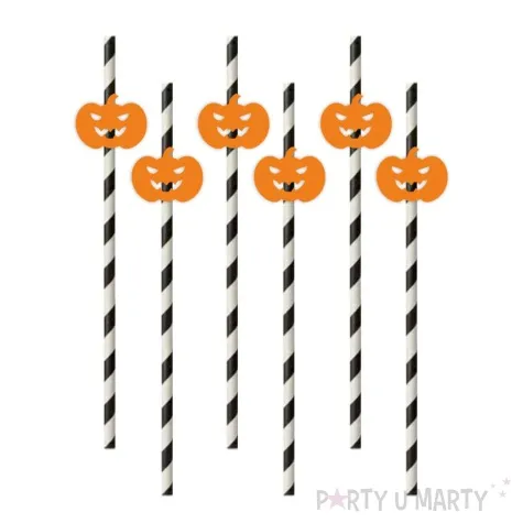 slomki halloween dynie pomaranczowe bialo czarne 19 5 cm 6 szt