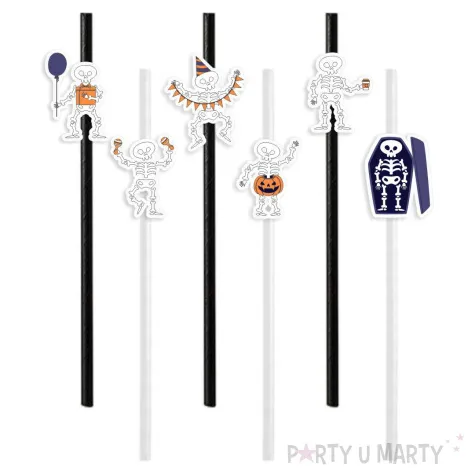 slomki halloween wesole kosciotrupy bialo czarne 19 5 cm 6 szt