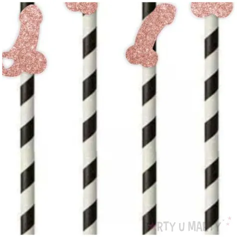 slomki imprezowe peniski mix rose gold brokat 19 5 cm 6 szt