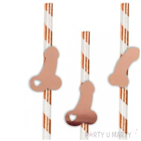 slomki imprezowe peniski mix rose gold metalik 19 5 cm 6 szt
