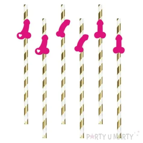 slomki imprezowe peniski mix rozowy 19 5 cm 6 szt