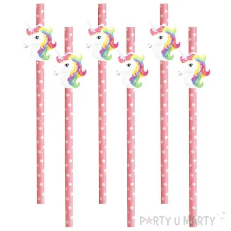 slomki jednorozec pastel rozowe w kropki 19 5 cm 6 szt