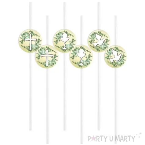 slomki komunia swieta galazki symbole bezowe biale 6 szt