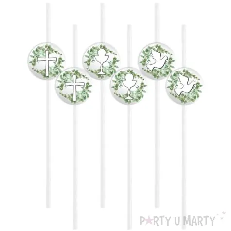 slomki komunia swieta galazki symbole szare biale 6 szt