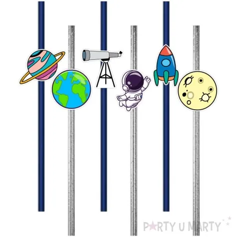 slomki kosmiczne party srebrno granatowe 19 5 cm 6 szt