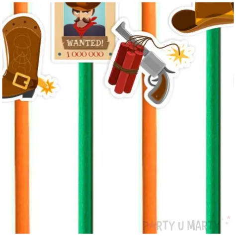 slomki kowbojskie party zielono pomaranczowe 6 szt