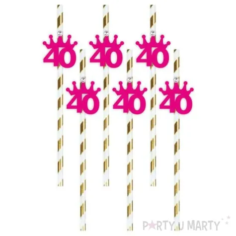 slomki liczba 40 korona z cyrkonia fuksja 19 5cm 6 szt