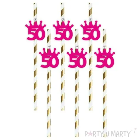 slomki liczba 50 korona z cyrkonia fuksja 19 5cm 6 szt