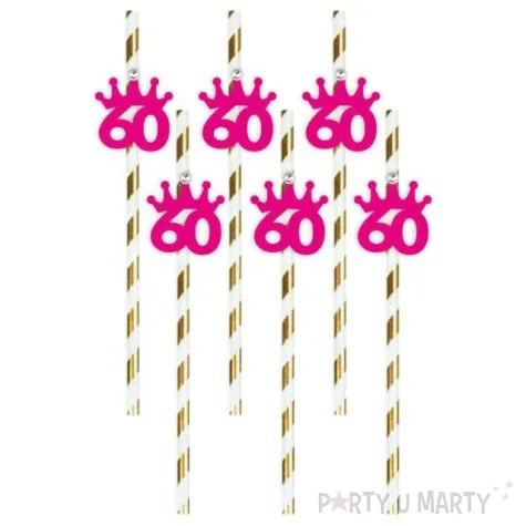slomki liczba 60 korona z cyrkonia fuksja 19 5cm 6 szt