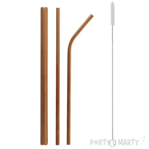 slomki metalowe zestaw z gruba slomka rozowe zloto godan 4 szt