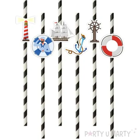 slomki morska przygoda bialo czarne 19 5 cm 6 szt