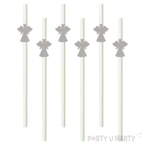 slomki papierowe aniolki srebrne biale 20cm 6 szt
