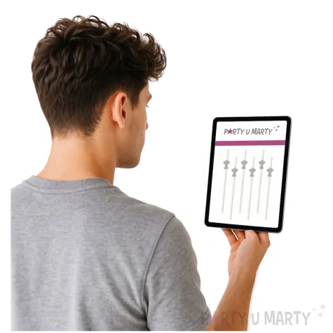 slomki papierowe aniolki srebrne biale 20cm 6 szt