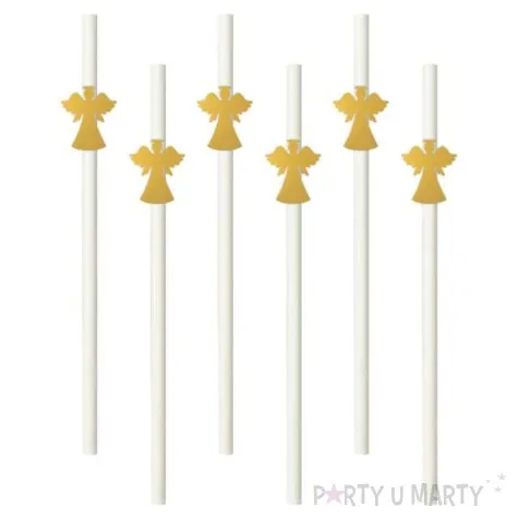 slomki papierowe aniolki zlote biale 20cm 6 szt