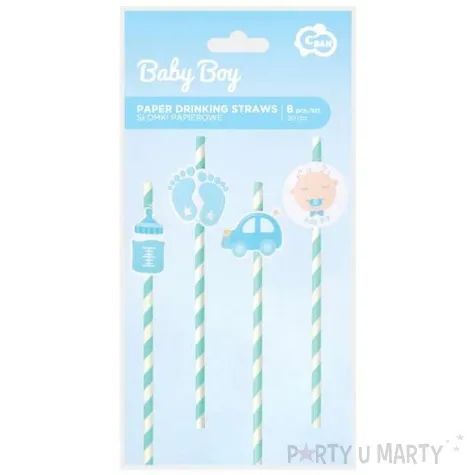 slomki papierowe baby shower boy niebieskie godan 8 szt