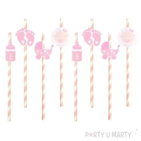 slomki papierowe baby shower girl rozowe godan 8 szt