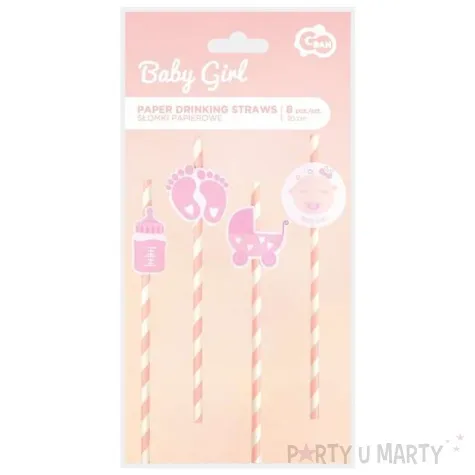 slomki papierowe baby shower girl rozowe godan 8 szt