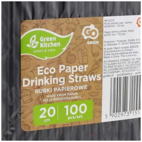 slomki papierowe bio czarny godan 19 7 cm 100 szt