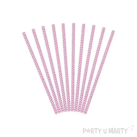 slomki papierowe chevron rozowe partydeco 19 5 cm 10 szt