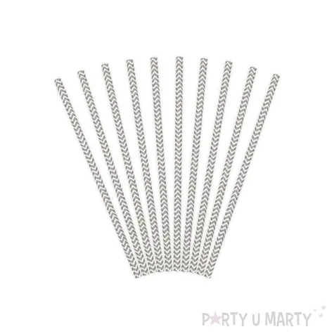 slomki papierowe chevron szare partydeco 19 5 cm 10 szt