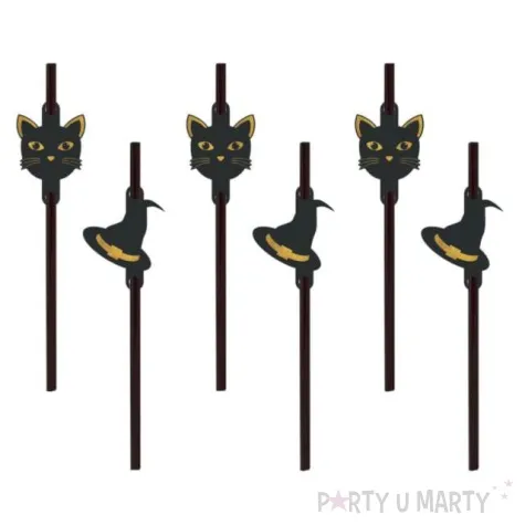 slomki papierowe czarownica i kot halloween congee czarny 20 cm 6 szt