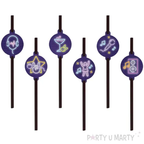 slomki papierowe disco neon congee 20 cm 6 szt