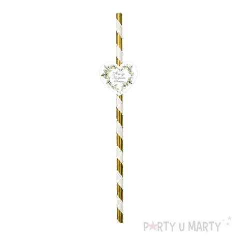 slomki papierowe eukaliptusowe serce dekoracja na komunie swieta bialo zlote 6 szt