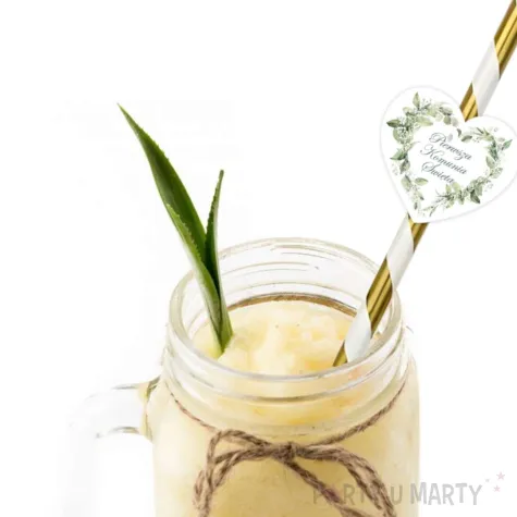 slomki papierowe eukaliptusowe serce dekoracja na komunie swieta bialo zlote 6 szt